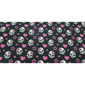 Algodón Calaveras Lacitos Rosas