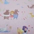 Cotton Childrens Tales Pink fabric - Poplin cotton fabric with drawings of classic children's stories such as the little red riding hood, rapuntzel, snow white... all on a light pink background. Fabric made in Spain. The fabric is 150cm wide and its com