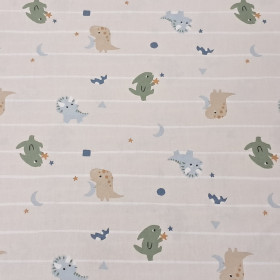 Algodón Dinosaurios Rayas