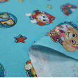 Cotton Paw Patrol Turquoise fabric - Licensed cotton fabric with drawings of the Paw Patrol characters on a turquoise background. The fabric is 140cm wide and its composition is 100% cotton.