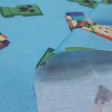 Cotton Minecraft Characters fabric - Licensed cotton fabric with drawings of various characters from the Minecraft video game, on a blue background. The fabric is 110cm wide and its composition is 100% cotton.