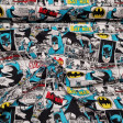 Cotton Batman Comic White fabric - Licensed cotton fabric with comic cartoon drawings where the Batman character appears where the white background predominates. The fabric is 110cm wide and its composition is 100% cotton.