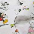 Tela Algodón Disney Personajes Clásicos C - Tela de algodón licencia Disney con dibujos de los personajes clásicos como Mickey, Pluto, Donald y Goofy sobre un fondo blanco. La tela mide entre 140-150cm de ancho y su composición 100% algodón.