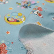 Cotton Doraemon Nobita fabric - Licensed cotton fabric with drawings of the characters Doraemon and Nobita on a background with stars. The fabric measures between 140-150cm wide and its composition is 100% cotton.