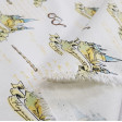 Cotton Harry Potter Hogwarts fabric - Cotton fabric with Harry Potter themed drawings where glasses, wands, texts and the Hogwarts school appear on a white background. The fabric is 110cm wide and its composition is 100% cotton.