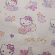 Cotton Hello Kitty fabric - Very nice cotton fabric by Hello Kitty where pink colors predominate. Drawings of the kitten appear in various positions alternating roses and hearts.