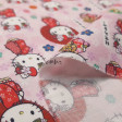 Cotton Hello Kitty Japan Love fabric - Licensed cotton fabric with drawings of the Japanese style Hello Kitty character with umbrellas, fans, Japanese letters... The fabric measures between 140-150cm wide and its composition is 100% cotton.