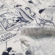 Cotton Mafalda Comic fabric - Licensed organic cotton poplin fabric (GOTS) with drawings of the Mafalda character in black and white comic strips. The fabric is 150cm wide and its composition is 100% cotton.