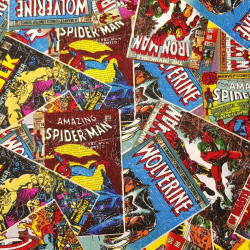 Algodón Marvel Comic Collage Vintage