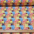 Cotton Paw Patrol Shields fabric - Licensed cotton fabric with drawings of the Paw Patrol characters on a background of colored frames and shields. The fabric is 150cm wide and its composition is 100% cotton.