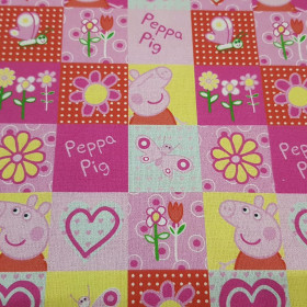 Algodón Peppa Pig Cuadros Primaverales