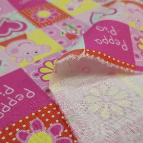 Algodón Peppa Pig Cuadros Primaverales Algodón Peppa Pig Cuadros Primaverales
