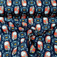 Cotton Sally Blue fabric - Cotton licensed fabric with drawings of the character Sally from the movie The Nightmare Before Christmas, on a dark blue background. The fabric is 110cm wide and its composition is 100% cotton.