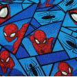 Tela Algodón Marvel Spiderman Espejos - Tela de algodón licencia ancho americano con dibujos del personaje Spiderman en tonos azules haciendo efecto espejo. La tela mide 110cm de ancho y su composición 100% algodón.