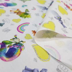 Algodón Trolls Arcoiris Corazones