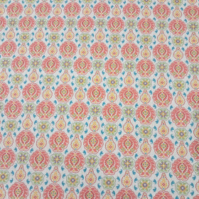 Algodón Aspecto Lino Floral Geométrico