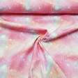 Cotton Digital Galaxy Constellations fabric - Digital print cotton fabric with drawings of constellations and stars on a galaxy background in shades of pink and other light colors. The fabric is 150cm wide and its composition is 100% cotton.