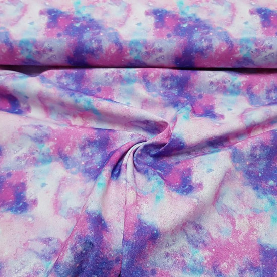 Cotton Digital Marbled Galaxy fabric - Digitally printed cotton fabric with marbled drawing of galaxies and stars in lilac, pink and blue tones. The fabric is 150cm wide and its composition is 100% cotton.