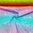 Cotton Shiny Rainbow fabric - Digital print cotton fabric with rainbow drawing with bright sprinkles. Beautiful fabric! The full color is repeated approximately every meter, as can be seen in one of the photos. The fabric is 150cm wide and its co