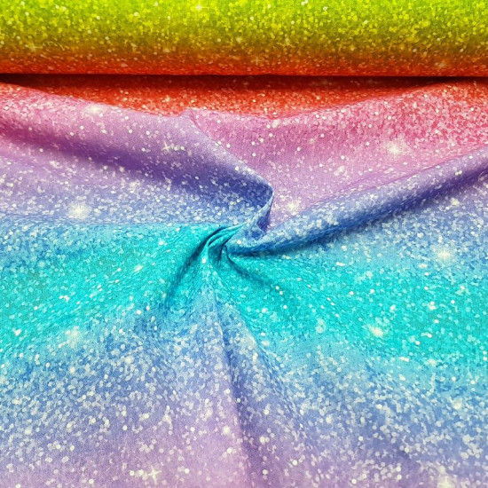 Cotton Shiny Rainbow fabric - Digital print cotton fabric with rainbow drawing with bright sprinkles. Beautiful fabric! The full color is repeated approximately every meter, as can be seen in one of the photos. The fabric is 150cm wide and its co