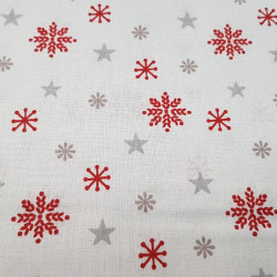 Cotton Christmas Stars Ice Red