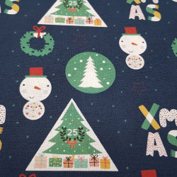 Cotton Christmas Xmas Circles Triangles