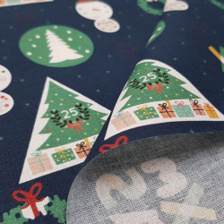 Cotton Christmas Xmas Circles Triangles