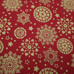 Cotton Christmas Flakes Hearts Red Background