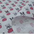 Cotton Christmas Puppies Socks fabric - Cotton fabric digital printing with Christmas drawings of dogs in socks on a light gray background. The fabric is 140cm wide and its composition is 100% cotton.