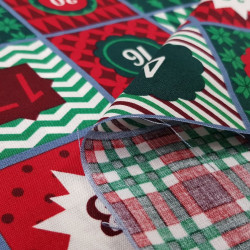 Algodón Navidad Adviento Verde Rojo