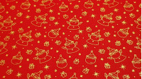 Tela Algodón Navidad Papa Noel Regalos - Tela de algodón popelín de navidad con dibujos de Papá Noel, regalos y estrellas en trazos dorados sobre varios fondos a elegir. La tela mide 150cm de ancho y su composición 100% algodón.