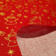 Cotton Christmas Santa Claus Gifts fabric - Christmas cotton poplin fabric with drawings of Santa Claus, gifts and stars in golden lines on various backgrounds to choose from. The fabric is 150cm wide and its composition is 100% cotton.