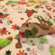 Tela Algodón Navidad Calcetines Copos Hielo - Tela de algodón popelín con decoración de navidad con dibujos de calcetines, copos de hielo, campanillas, caballitos de madera... sobre dos fondos de color a elegir. La tela mide 140cm de ancho y su composició