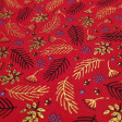 Cotton Christmas Golden Twigs fabric - Christmas-themed cotton poplin fabric with drawings of golden twigs and other ornaments on various color backgrounds to choose from. The fabric is 140cm wide and its composition is 100% cotton.
