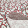 Cotton Christmas Ornaments and Reindeers fabric - Cotton fabric digital printing with Christmas themed drawings where a mosaic with drawings of Christmas ornaments, reindeer, snowmen... appears on a red background. The fabric is 140cm wide and its composi