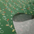 Algodón Navidad Guirnalda Luces - Tela de algodón popelín de temática navideña donde aparecen dibujos de guirnaldas de luces sobre un fondo verde con estrellas blancas. La tela mide 150cm de ancho y su composición 1