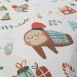 Cotton Christmas Caga Tió fabric - Christmas-themed poplin cotton fabric with drawings of the caga tió, tortel de reyes, gingerbread cookies, stars... on two backgrounds to choose from. One background is white and the other background is light