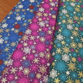 Algodón Navidad Estrellas Copos 22 Algodón Navidad Estrellas Copos 22