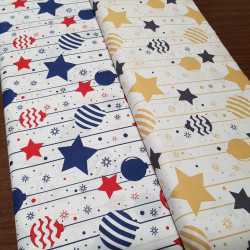 Algodón Navidad Estrellas Copos Fondo Blanco