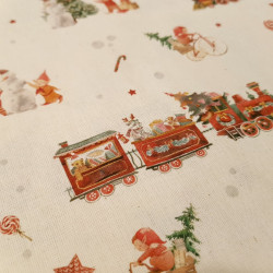 Algodón Navidad Elfos Trenes Algodón Navidad Elfos Trenes