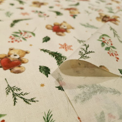 Cotton Christmas Holly Bears Hearts Cotton Christmas Holly Bears Hearts