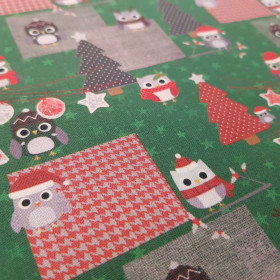 Algodón Navidad Arboles Búhos Algodón Navidad Arboles Búhos