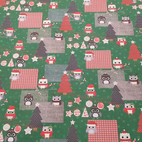 Algodón Navidad Arboles Búhos Algodón Navidad Arboles Búhos