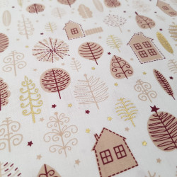 Algodón Navidad Casas Árboles Algodón Navidad Casas Árboles