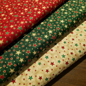 Cotton Christmas Stars Lux Gold
