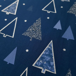 Christmas Cotton Fir Trees Blue Mosaic