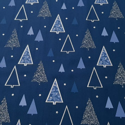 Christmas Cotton Fir Trees Blue Mosaic