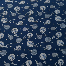 Algodón Navidad Bolas Azul Mosaico Algodón Navidad Bolas Azul Mosaico