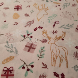 Cotton Christmas Reindeer Golden Silhouettes