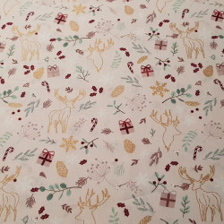 Cotton Christmas Reindeer Golden Silhouettes Cotton Christmas Reindeer Golden Silhouettes